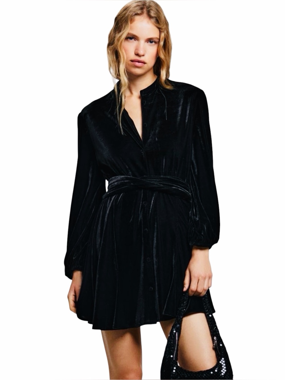 Bella Dahl for Anthropologie Velvet Mini Shirt Dress.